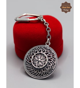 Sarmal Yıldız Model 925 Ayar Gümüş Oksitli Telkari Anahtarlık 201025164