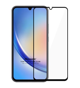 Microsonic Samsung Galaxy A34 Tam Kaplayan Temperli Cam Ekran Koruyucu Siyah