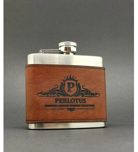 Perlotus 5 Oz- 150 cc Hunili Cep Tipi Deri Kılıflı Çelik Viski İçki Matarası