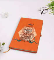 BK Gift Kişiye Özel Gemi Tasarımlı Turuncu Termo Deri Defter Model 4