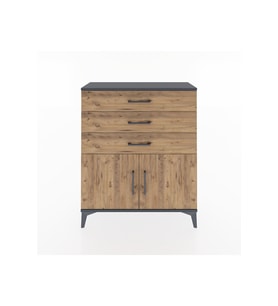 Arges Şifonyer Tek Raflı 3 Çekmeceli 2 Kapaklı 88x30x106 Antrasit-Çam