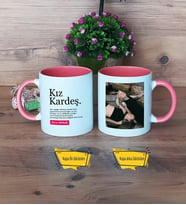 Kız Kardeş Kupa Bardak Pembe Fotoğraflı Kız Kardeşe Doğum Günü Hediyesi