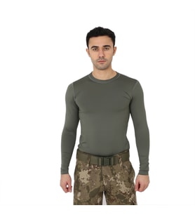 Erkek Askeri Termal Microfiber Uzun Kol Haki Tişört