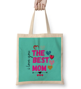 BEST MOM Mommy EST Flower Mothers Day 2021 Bez Çanta Uzun Saplı
