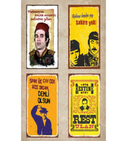 4’lü Yeşil Çam Set - Retro Ahşap Poster – Özel Koleksiyon – Hbb