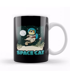 Adorable Space Cat Cute Kitty Astronaut Exploring Kupa Bardak Porselen