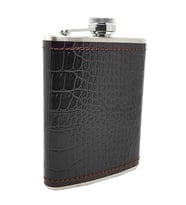Çelik Üzeri Kahve Kroki Deri Kaplı 8 oz 240 ml içki Matarası kb04