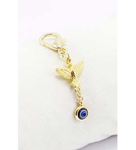Metal Anka Kuşu Nazar Boncuğu Klipsli Cüzdan Süsü Charm Çanta Süsü Anahtarlık