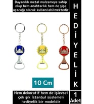 Dayanıklı Dekoratif Hediyelik Çok Amaçlı Şık İstanbul Motifli Metal Şişe Açacağı Anahtarlık 2 in 1