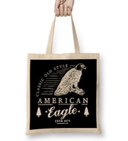Retro Animal American Eagle White Bez Çanta Uzun Saplı