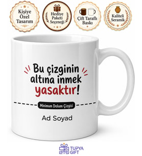 İsme Özel Minimum Dolum Çizgisi Yazılı Komik Kupa Bardak Hediye