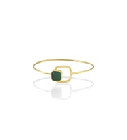 Kadir Jewellery 22 Ayar Altın Kaplama El İşçiliği Zirkon Taşlı Kadın Kelepçe Bilezik (K.Yeşil)