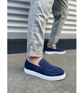 JY180 Estilo X Bağcıksız Süet Erkek Günlük Spor Klasik Ayakkabı SBT - Lacivert