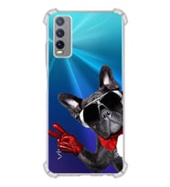 PrintiFy Vivo Y20 Uyumlu Köpek 2 Baskılı Şeffaf Köşe Korumalı Antişok Kılıf
