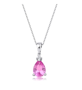 1,36 Karat Pırlanta Pembe Safir Kolye (Beyaz)