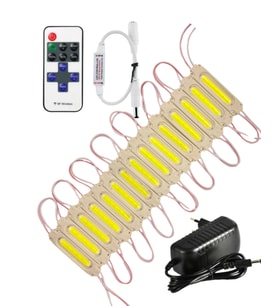 20 Adet 24 Volt 2 Watt 6500K Beyaz Cob Led Modül 12A Tek Renk RF Dimmer 2A Priz Tipi Adaptör Set