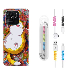 Xiaomi Poco X3 Pro M4 Pro X4 Pro C40 10C Kılıf Kablo Koruma Spiral Silikon Tombul Kedi 1739