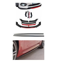Citroen C5 Aircross 2017 Sonrası Ön Tampon Eki 4 Parça Kırmızı ve Piano Black Yan Marşpiyel Body Kit Seti  (Karışık)