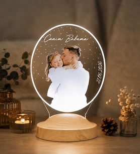 Babaya Hediye Fotoğraflı 3D LED Lamba, Kişiye Özel Babalar Günü Hediyesi Resimli