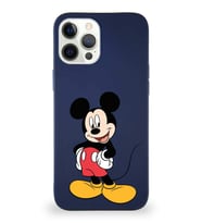 Apple iPhone 12 Pro Max Soft Premier Kapak Mickey Mouse-E Tasarımlı Silikon Kılıf - Lacivert (Şeffaf)