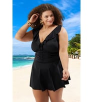 Konforlu Modern Büzgülü Büyük Beden Mayo Plus Size UV Korumalı Özgüvenli Stil