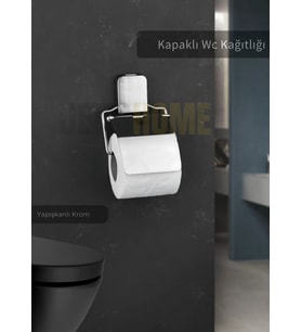 Paslanmaz Kapaklı Tuvalet Kağıdı Askılığı Wc Kağıtlık Tutucu Krom