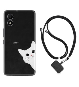 TCL 303 Kılıf Resimli Boyun Askılı İpli Desenli Silikon Series Çılgın Kedi 1895