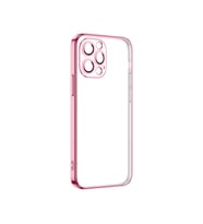 Apple iPhone 13 Pro Kılıf Şeffaf Elektroplatin Kamera Korumalı Silikon (Pembe)