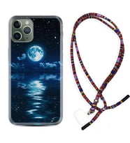 Apple iPhone 11 12 13 14 Pro Max Kılıf Boyun Asklı Rasta Silikon Night Moon 1133