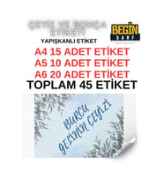 A4 A5 A6 45 Adet Çeyiz Bohça Koli Paket Etiketi Isme Özel Yapışlanlı Etiket 004
