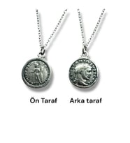 Constantine Figürlü Denarius Roma Antik Para Kolye – Çift Taraflı – 1 Adet – 60 cm Metal Kolye (Gümüş)