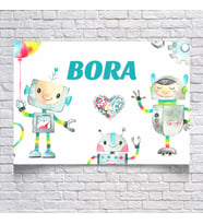 Robot Temalı Doğum Günü Afişi 35X50 cm