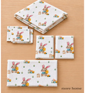 More Home Çok Amaçlı Müslin Bez Battaniye Set 5 Parça Ördekli & Tavşanlı