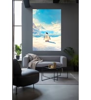 KOLONİSİNİ TERK EDEN PENGUEN Ev Duvar Salon Ofis Hediyelik Dekarasyon Süsü Ölçü Seçiniz :) (Çok Renkli)