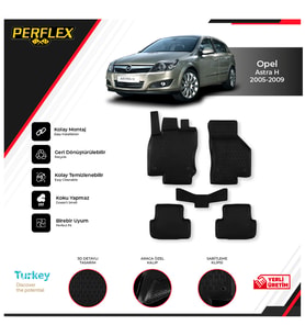 Opel Astra H 2005-2009 3D Havuzlu Paspas (Siyah - Beyaz)