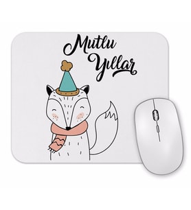 Sevimli Tilki İle Mutlu Yıllar Mouse Pad