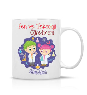 Fen ve Teknoloji Öğretmeni Tasarım İsim Yazılı Hediye Çay Kahve Kupa Bardak-Fen Öğretmeni4