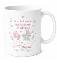 Bebek Bekleyen Anne İçin Kişiye Özel İsimli Baskılı Kupa Bardak Anne Adayı Hediyesi
