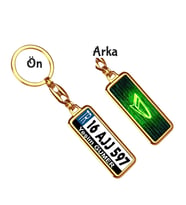 Kişiye Özel Daihatsu Neon Yeşil Logo Tema Plaka Anahtarlık (Altın)