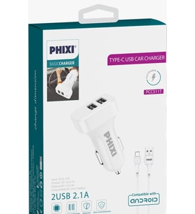 Phixi Basic PCC511 2.1A Çift Çıkışlı Araç Şarj Adaptörü