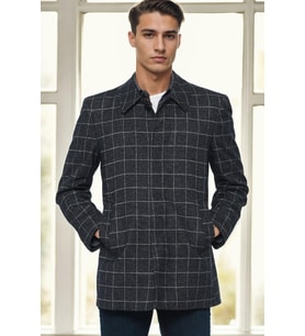 PLT9206 DEWBERRY ERKEK PALTO-DESENLİ LACİVERT