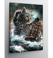 Kanvas Tablo Devasa Kedi Ve Gemi