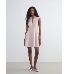 LCW Vision Pembe V Yaka Peplum Mini Elbise