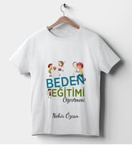 Beden Eğitimi Öğretmenlerine Özel Kişiselleştirilebilir Tişört. (Beyaz)
