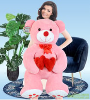 Oyuncak Ayıcı  80 cm Çift Kalpli Pelüş Ayıcık Bobo (Pembe)