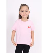 Toontoy Kız Çocuk Baskılı Tişört (Açık Pembe)