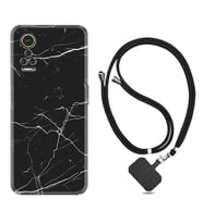 General Mobile GM 21 Pro GM 22 Pro Plus Kılıf Boyun Askılı Silikon Siyah Mermer 1299