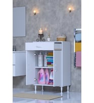 Eliusta Fre 55 cm Çok Amaçlı Dolap 1 Raflı Tek Çekmeceli Banyo Mutfak Dolabı 55x88x32,5 cm Organizer Dolap (Beyaz)