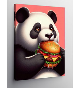 Kanvas Tablo Hamburger Yem Panda