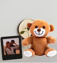 Kişiye Özel 25cm Peluş Ayıcık Ve Fotoğraflı Siyah Çerçeve